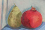 Fruit with Striped Tablecloth